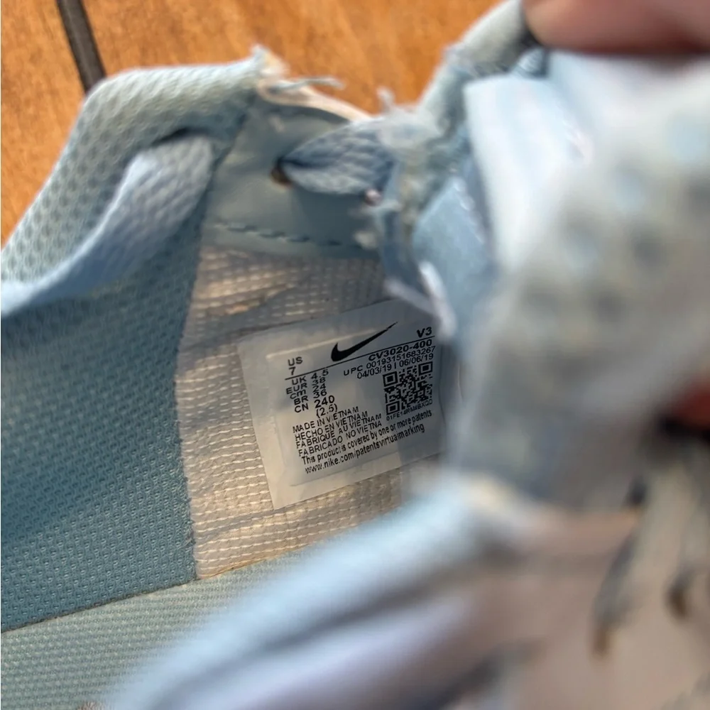 Nike Blue Leather Air Force 1 Shadow Baby Blue Ghost Sneakers